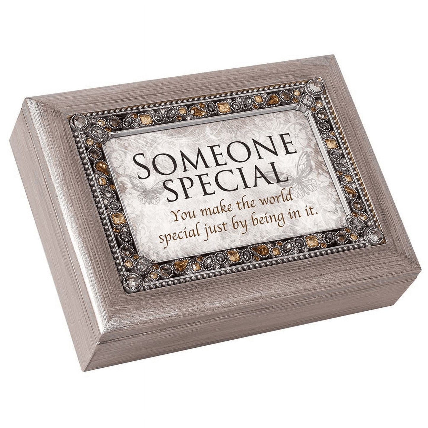 Jeweled Woodgrain Resin SOMEONE SPECIAL... Music Box (Plays Wonderful World) Q-GM18592