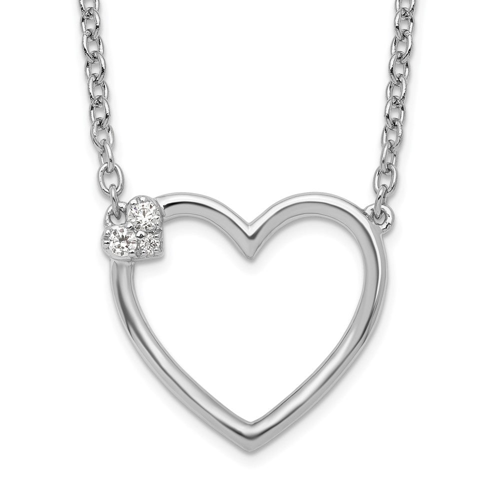 White Ice Sterling Silver Rhodium-plated 18 Inch Diamond Open Heart Necklace 18 Inches