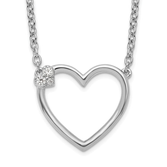 White Ice Sterling Silver Rhodium-plated 18 Inch Diamond Open Heart Necklace 18 Inches