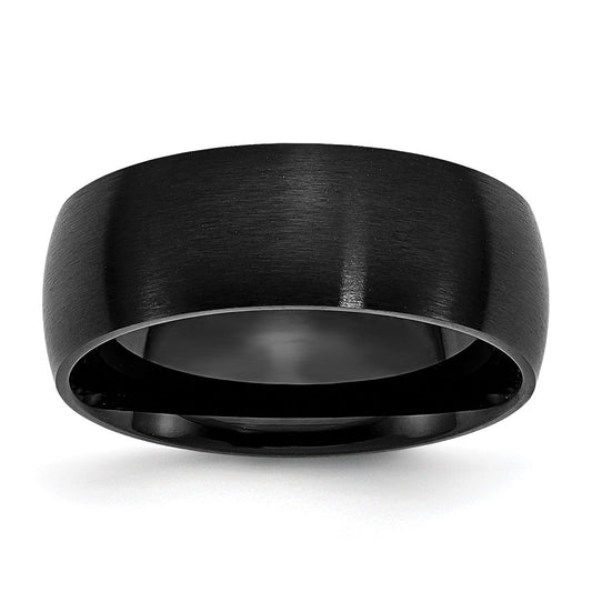 Stainless Steel 8mm Black IP-plated Brushed Band Size - 8