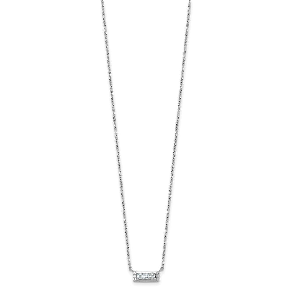 Cheryl M Sterling Silver Rhodium-plated Polished Fancy CZ Bar Necklace 18 Inches