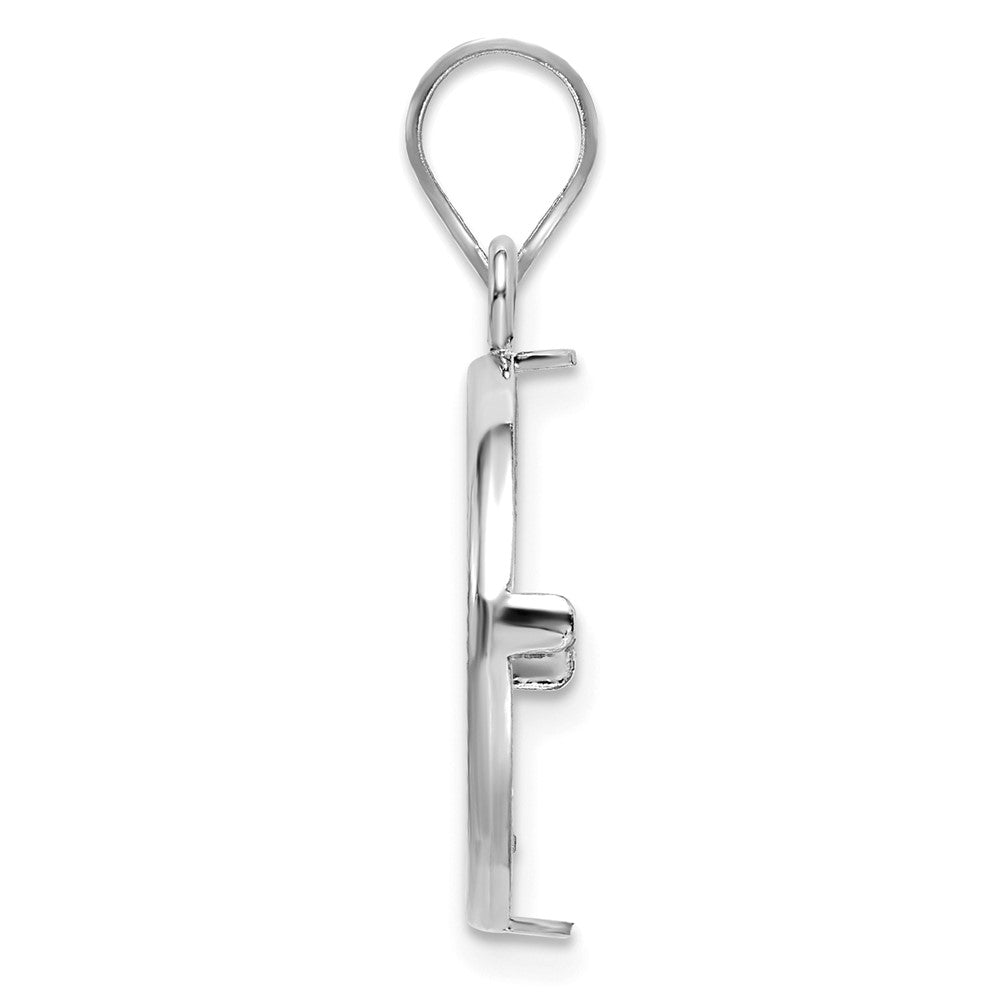 Wideband Distinguished Coin Jewelry 14k White Gold Polished and Diamond-cut 16.5mm Prong Coin Bezel Pendant