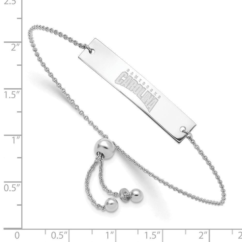 Sterling Silver Rhodium-plated LogoArt University of South Carolina Small Bar Adjustable 9 inch Bracelet