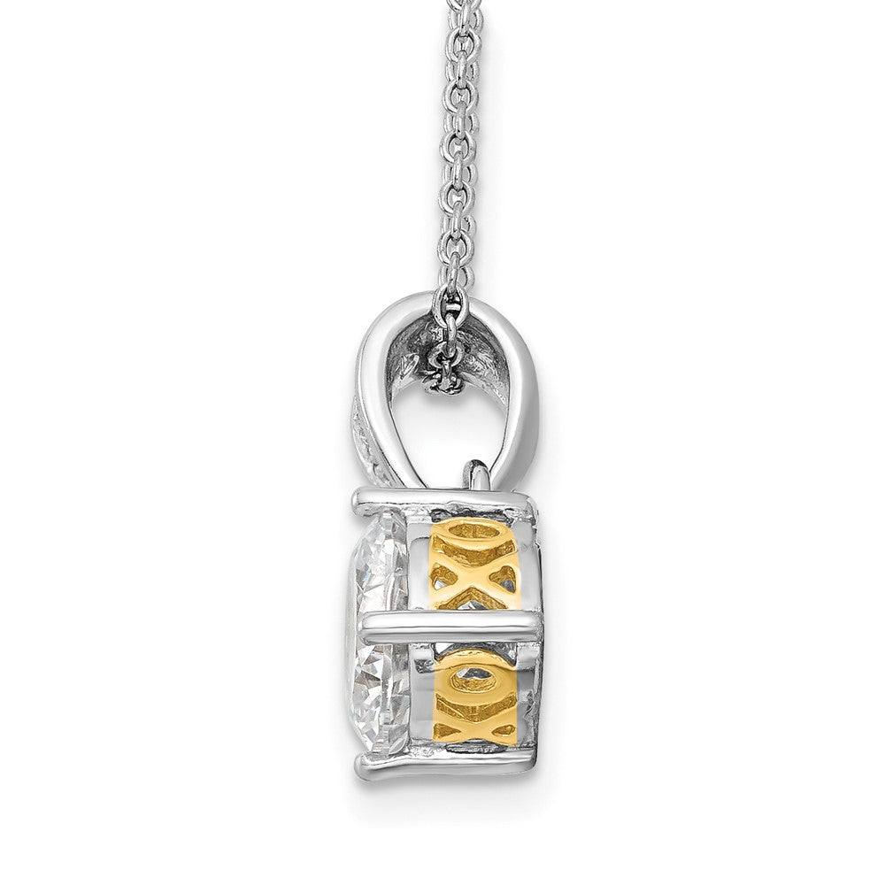 Cheryl M Sterling Silver Rhodium-plated with Gold-plated Accent Brilliant-cut 8mm CZ XO Gallery 18 Inch Necklace 18 Inches