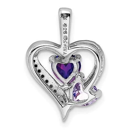Sterling Silver Rhodium Plated Amethyst Pink Quartz and Diamond Pendant