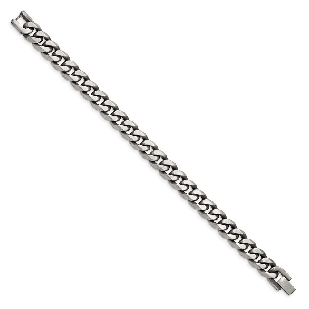 Stainless Steel Antiqued and Brushed 10.5mm Curb 8.5in Bracelet 8.5 inches