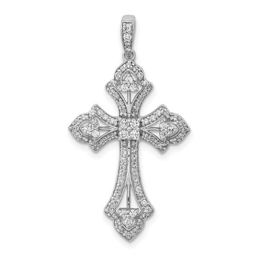14k White Gold 1/2 carat Lab Grown Diamond VS/SI+ G+ Fancy Cross Pendant