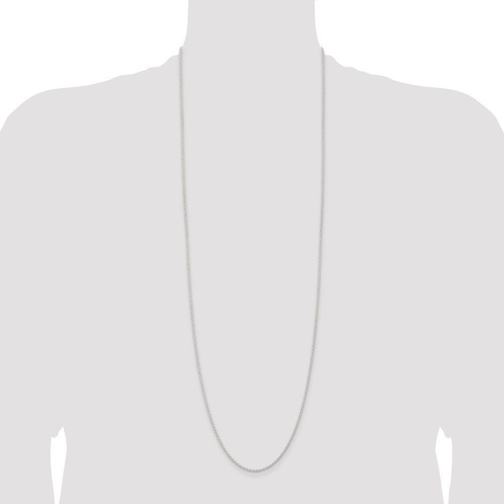 Sterling Silver 1.8mm Solid Rope Chain 36 Inches