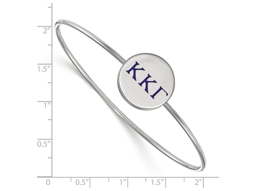 Sterling Silver Official Licensed Greek Sororities 7in Kappa Kappa Gamma (???) Enameled Slip-on Bangle
