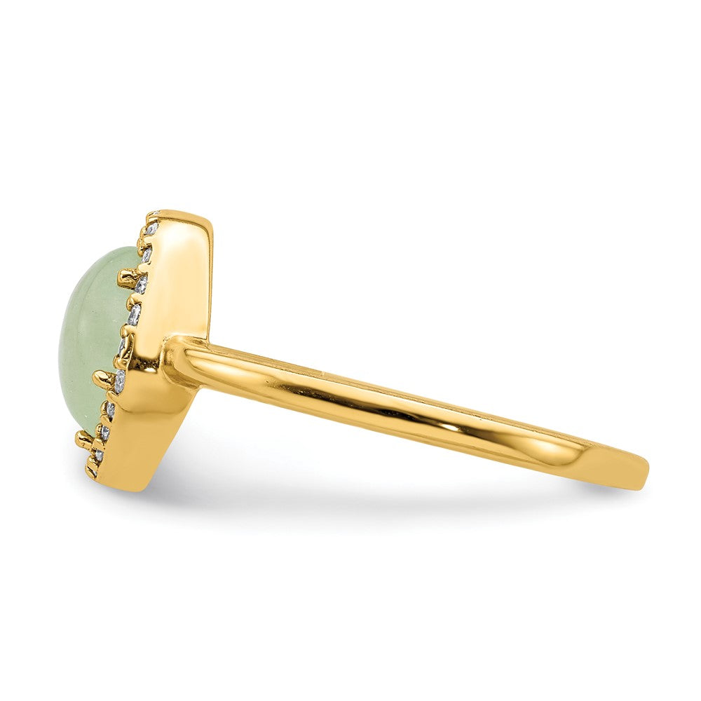 Sterling Silver Gold-tone Green Stone & CZ Ring