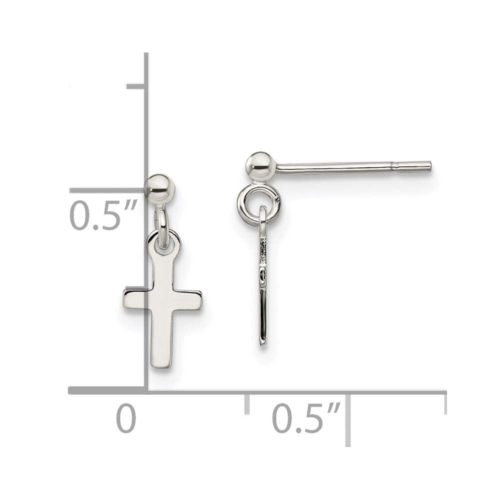 Sterling Silver Polished Latin Cross Post Dangle Earrings