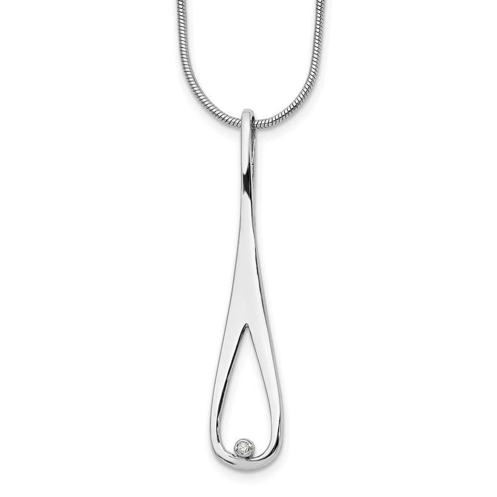 White Ice Sterling Silver Rhodium-plated 18 Inch Diamond Open Teardrop Necklace with 2 Inch Extender 18 Inches