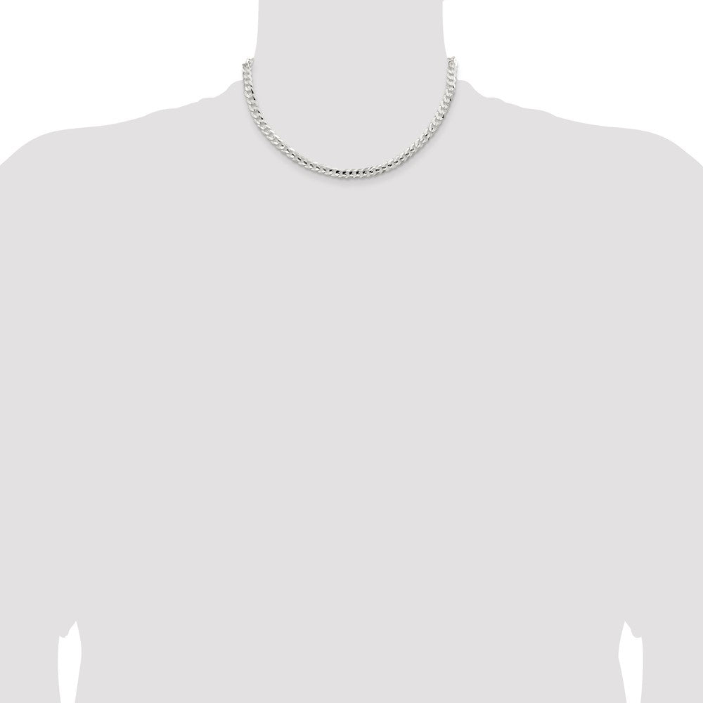 Sterling Silver 5.65mm Concave Beveled Curb Chain 16 Inches