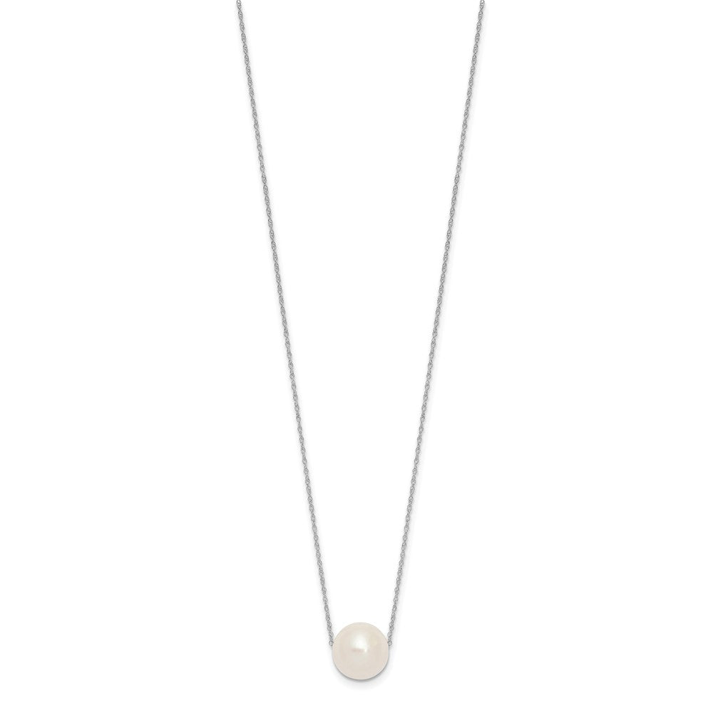 10k White Gold 10-11mm White Round Freshwater Cultured Pearl 17 inch Rope Necklace