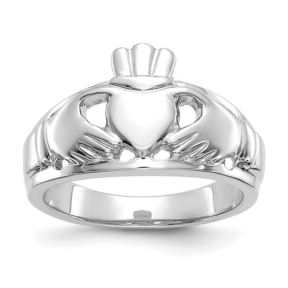 14k White Gold Ladies Claddagh Ring Size 6.5