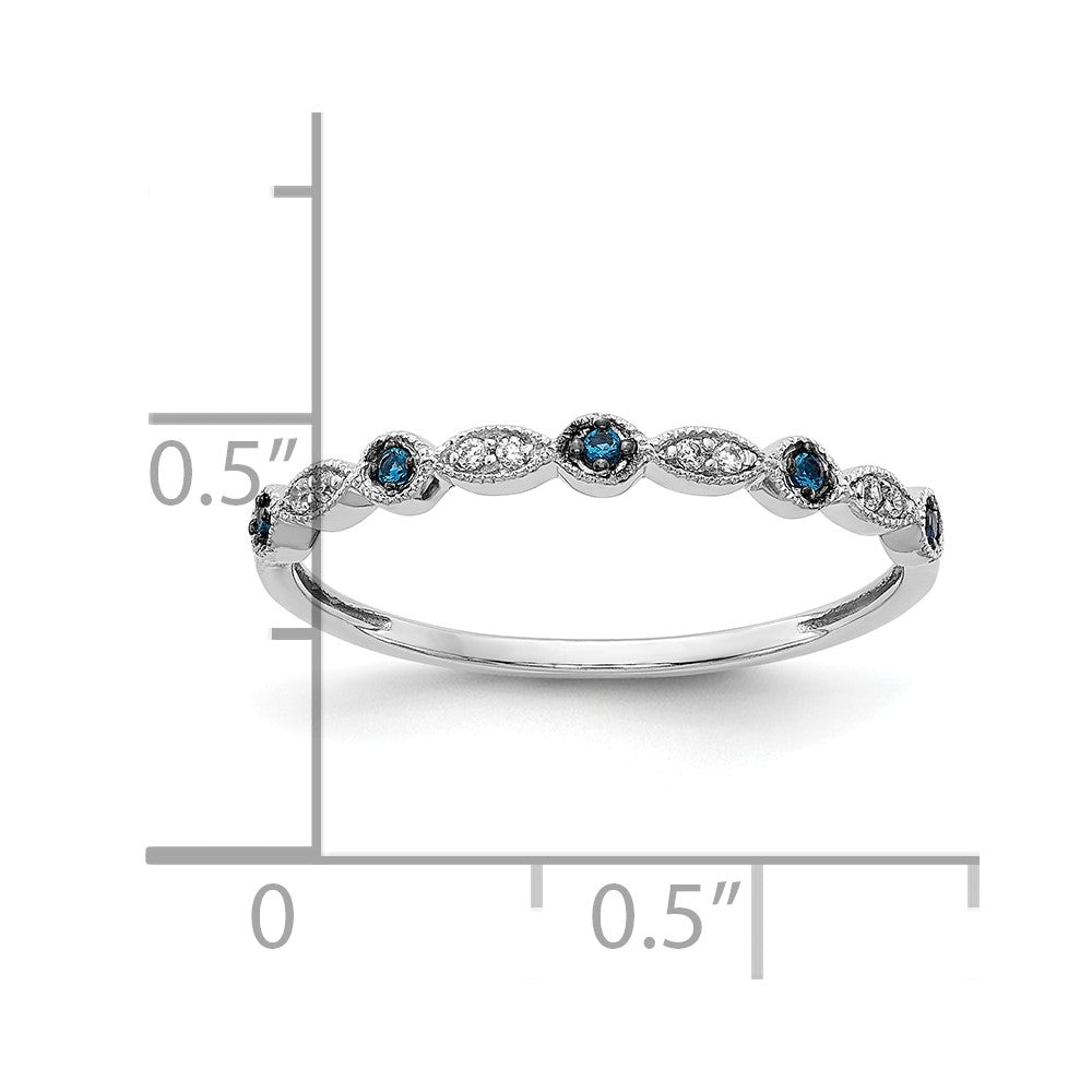 10k White Gold Blue/White Diamond Fancy Band Size 6.75