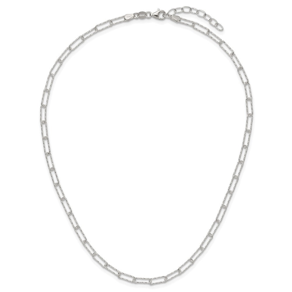 Sterling Silver D/C Fancy Open Link w/1.5 in ext. Necklace 16.75 Inches