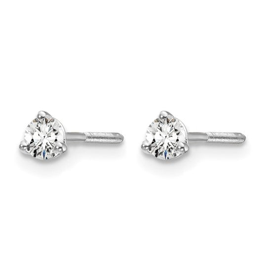 Primal Gold 14 Karat White Gold Lab Grown Diamond 1/5cttw Certified SI1/SI2, G H I, 3 Prong Screwback Earrings