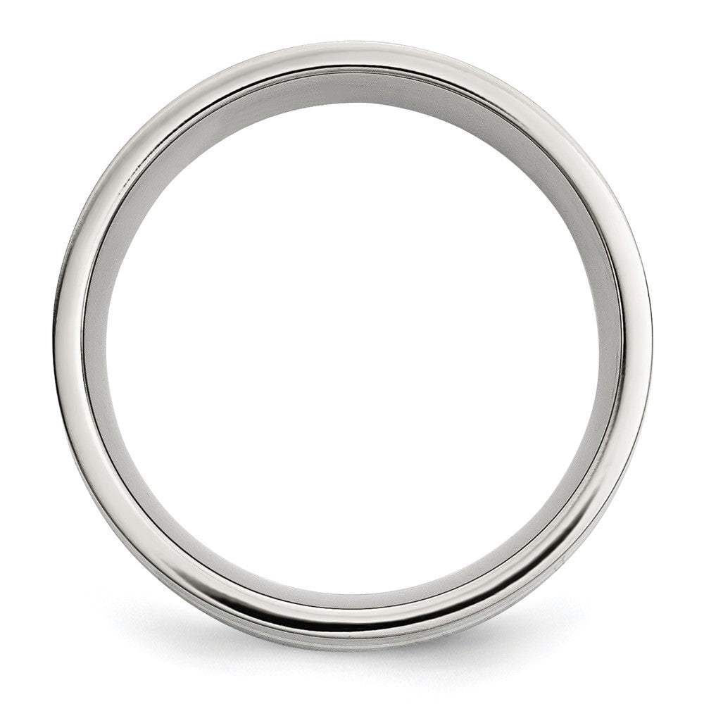 Stainless Steel w/Sterling Silver Inlay Polished 8mm Flat Band Size - 11.5