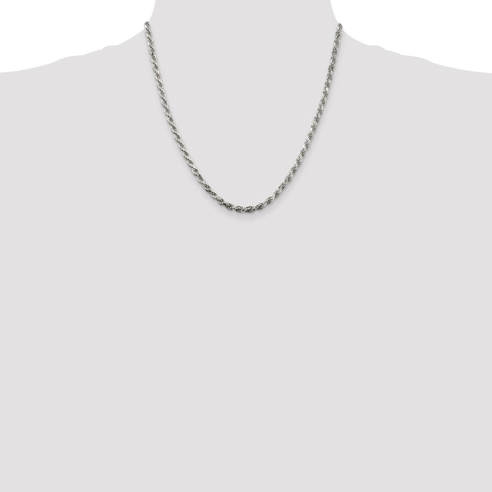Sterling Silver 3.75mm Diamond-cut Rope Chain 20 Inches