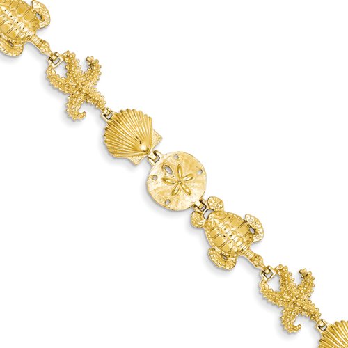 14k Polished Sea Life Theme 7.25 inch Bracelet