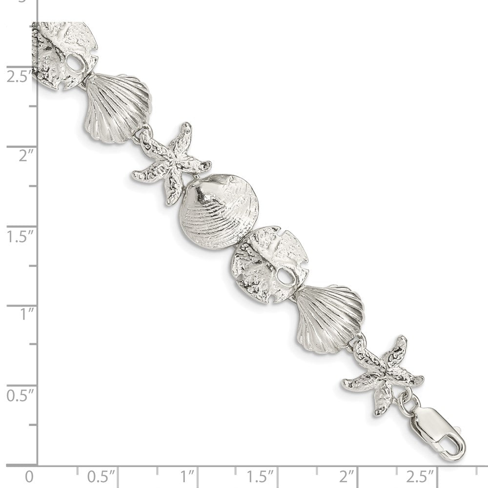 Sterling Silver Seashells Bracelet 8 inches