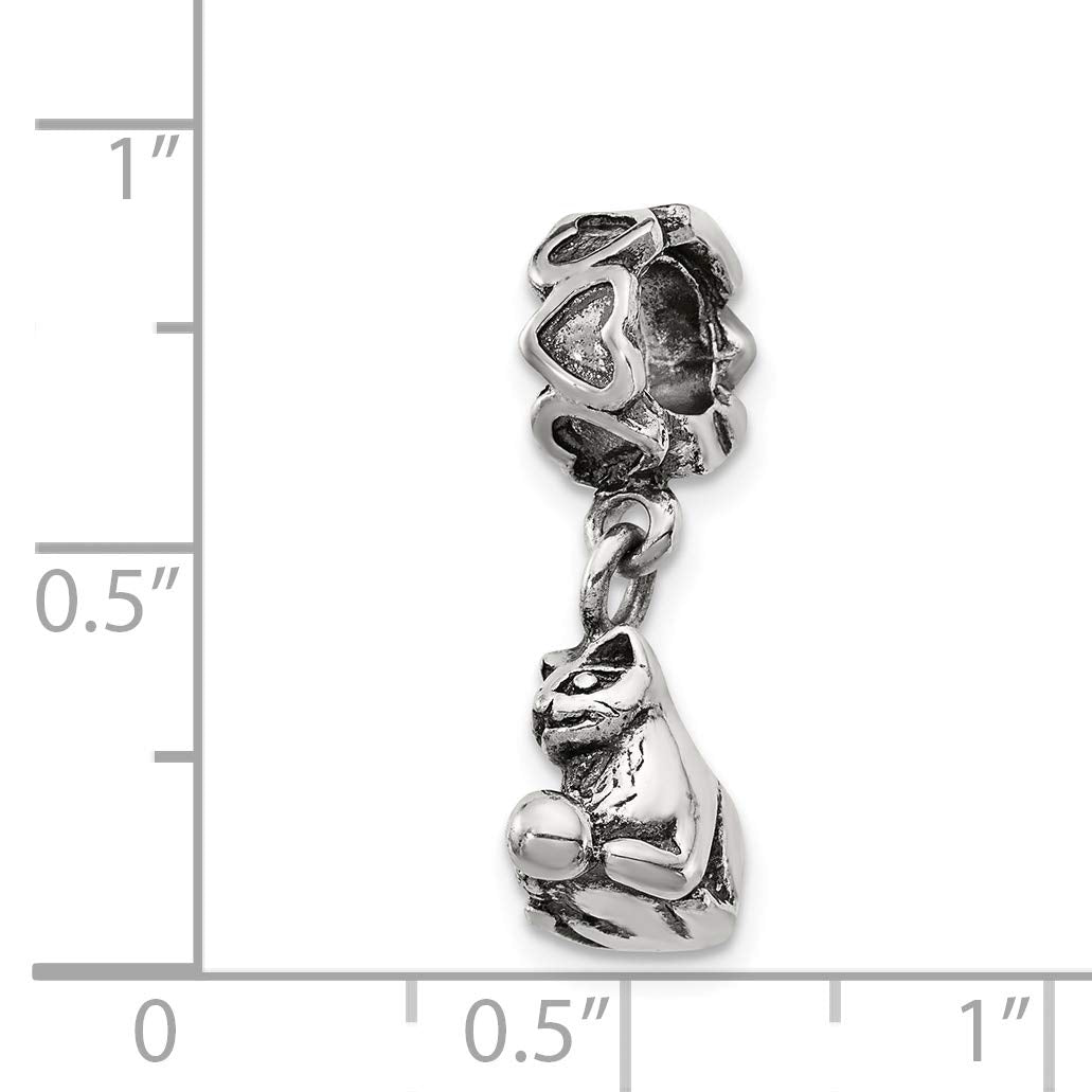 Sterling Silver Reflections Kitten with Ball Dangle Bead