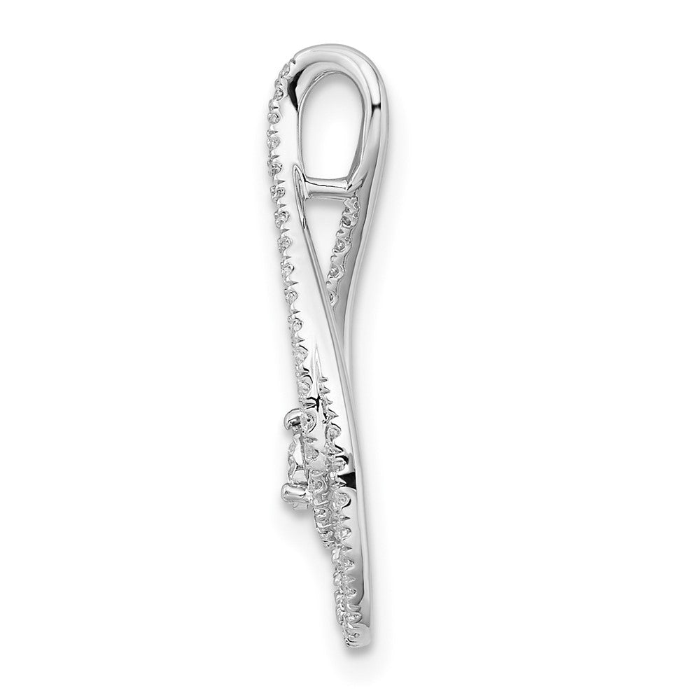 14k White Gold Diamond Teardrop Chain Slide