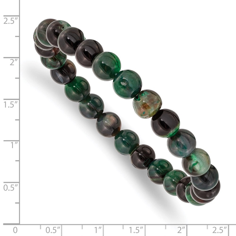 Beaded Stretch Aquatic Agate Bracelet 6.75 inches