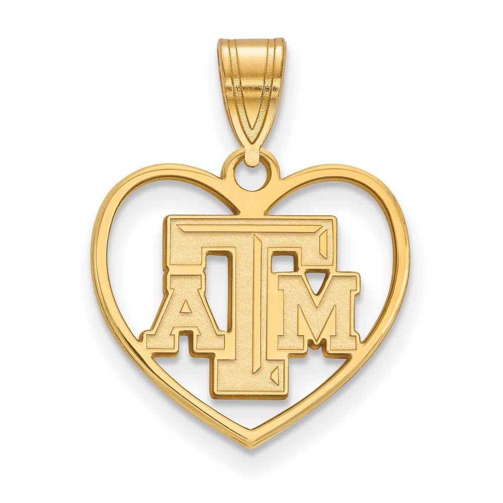 14k Gold Plated Silver Texas A&M U. Heart Pendant