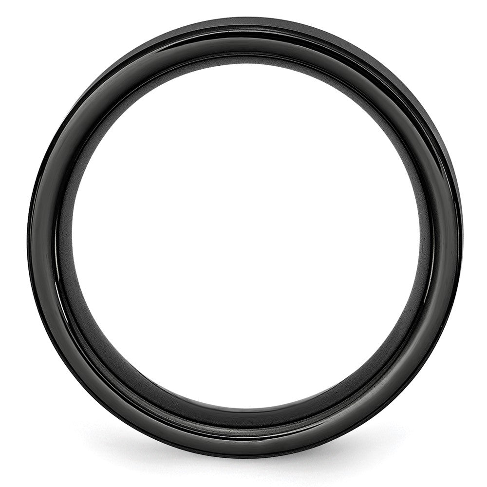 Black Ceramic Flat 8mm Brushed Band Size - 11.5