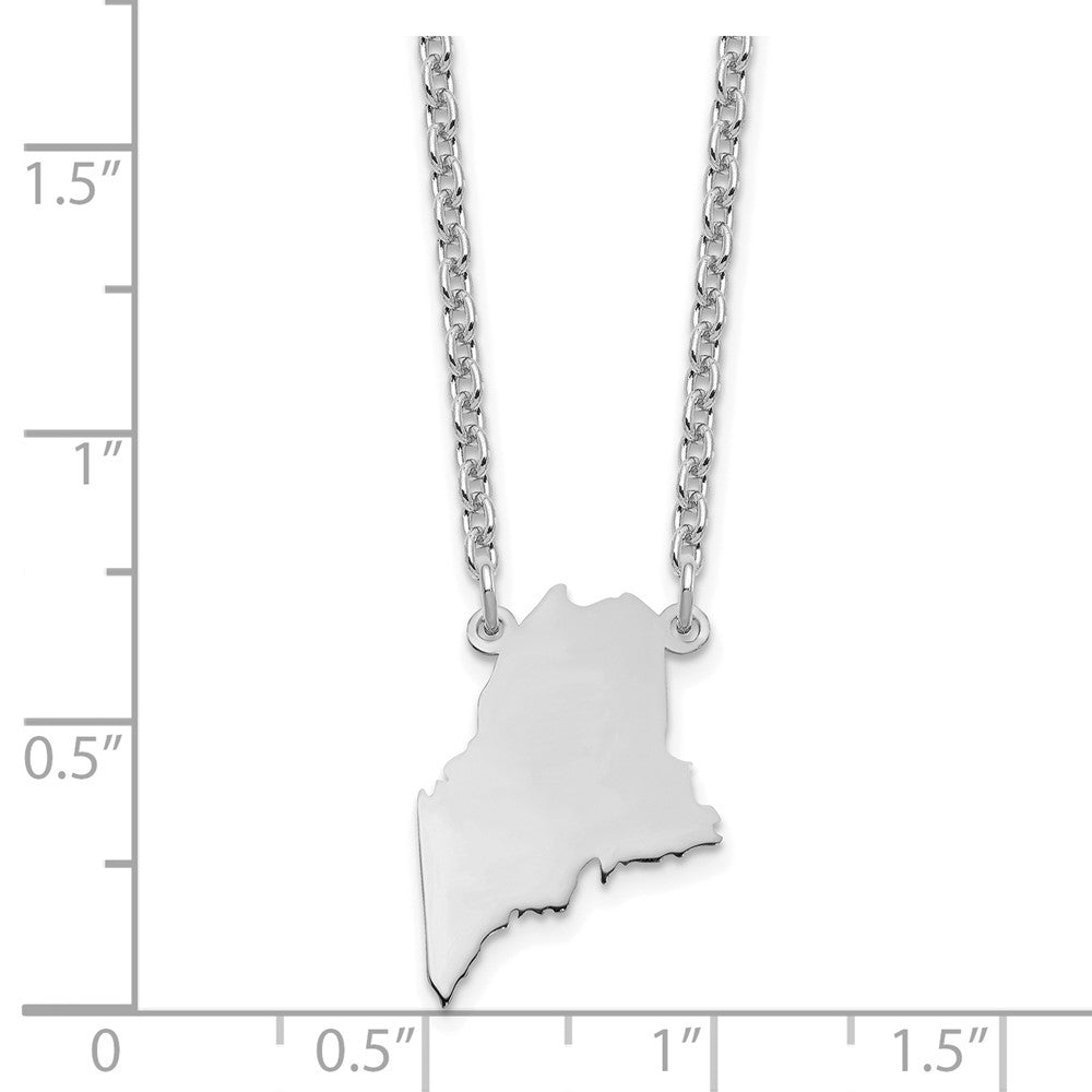 Sterling Silver/Rhodium-plated Maine State Necklace