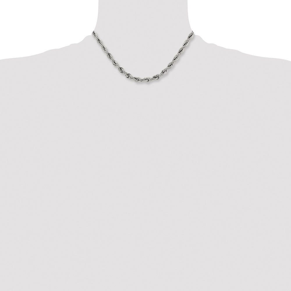 Stainless Steel Polished 7mm 16in Rope Chain