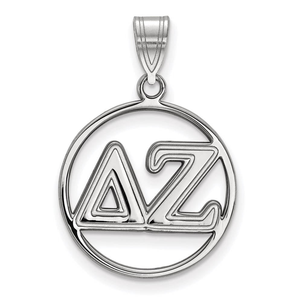 Sterling Silver LogoArt Official Licensed Greek Sororities Delta Zeta (??) Small Circle Pendant