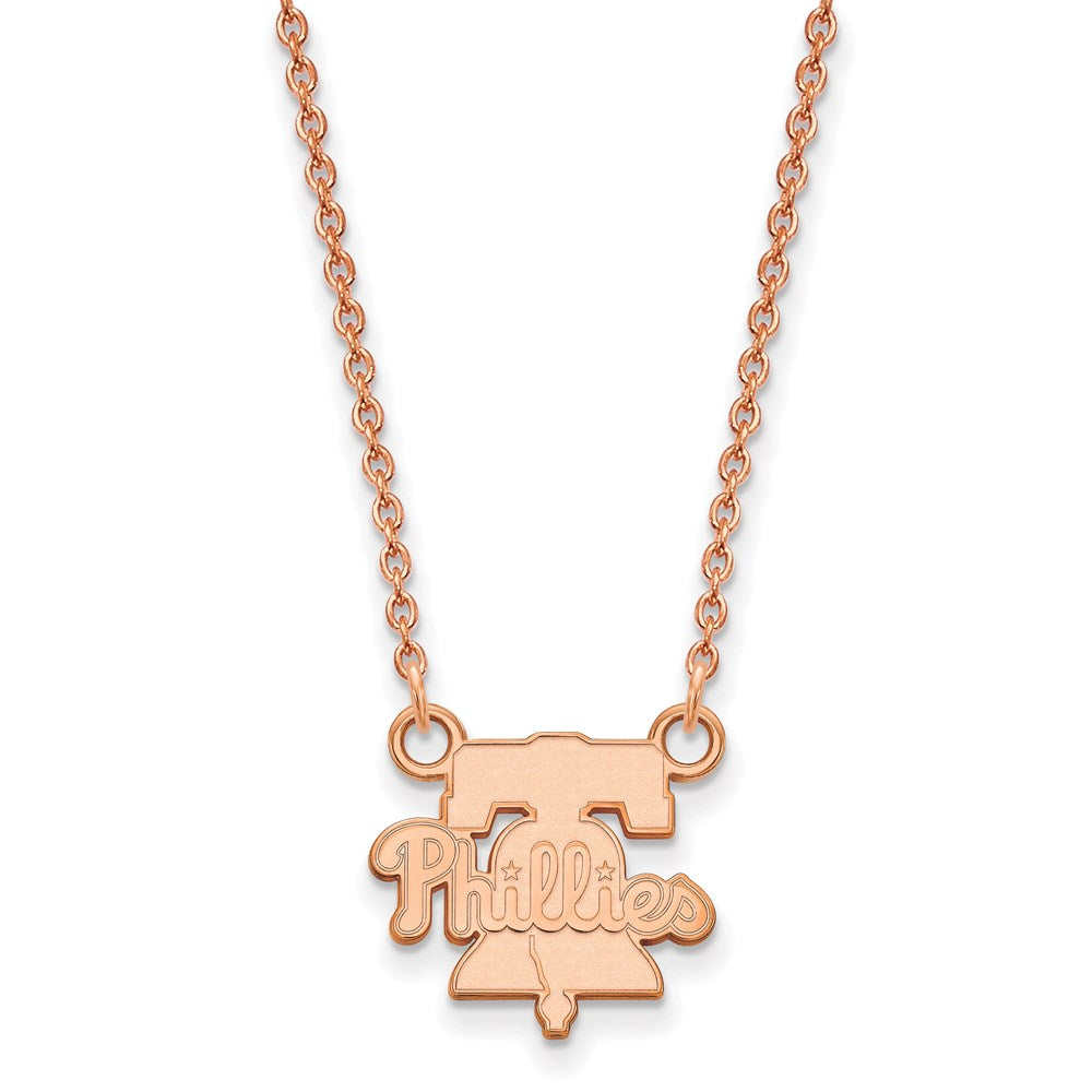 Sterling Silver Rose Gold-plated MLB LogoArt Philadelphia Phillies Small Pe