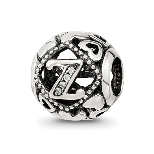 Sterling Silver Reflections CZ Letter Z Bead