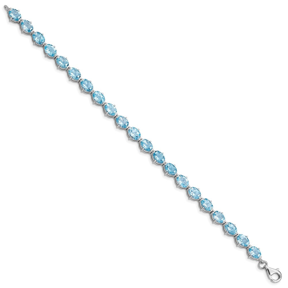 Sterling Silver Rhodium-plated Swiss Blue Topaz Bracelet 7 inches
