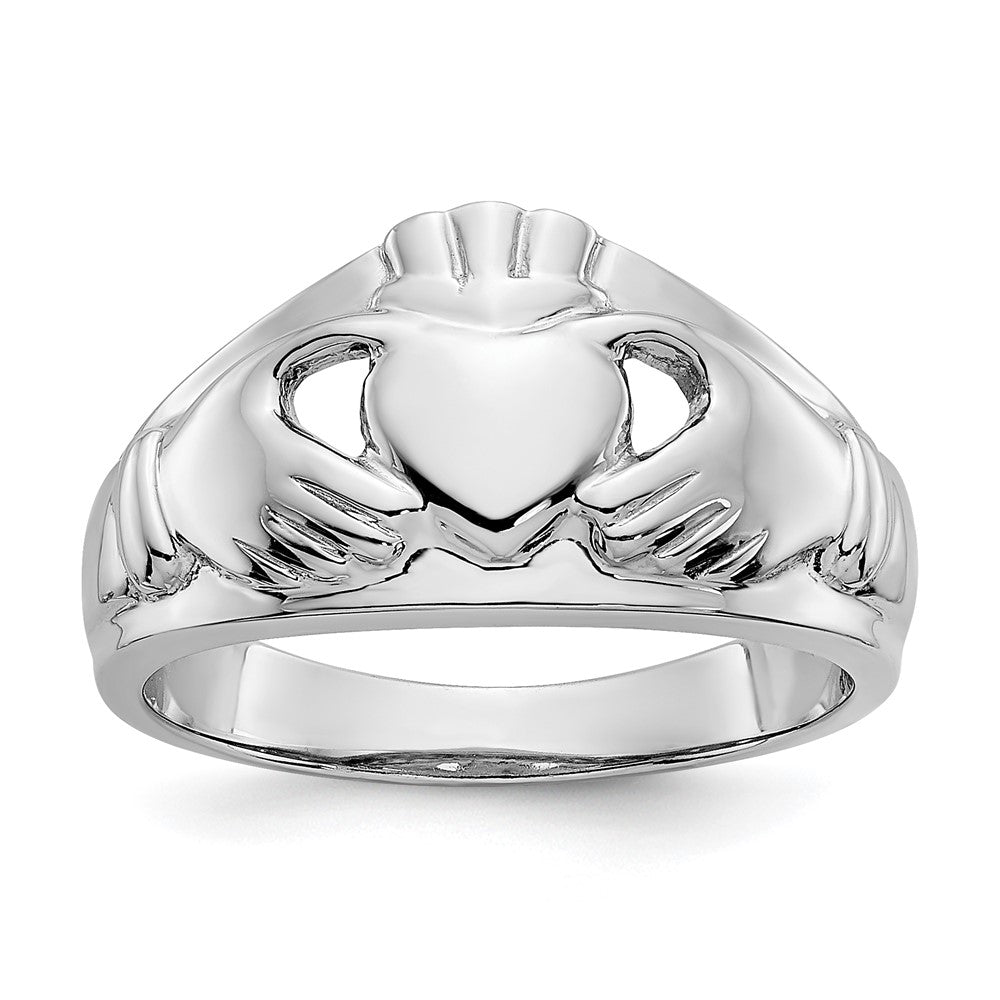 14k White Gold Ladies Claddagh Ring size 6