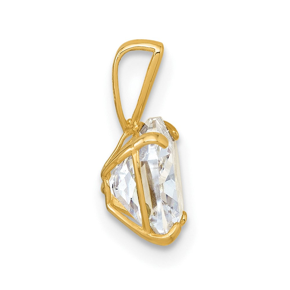 10k Polished 8.00mm Cushion-cut CZ Solitaire Pendant