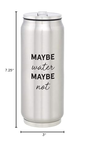 Creative Brands SIPS Drinkware Stainless-Steel Insulated Can (Tumbler) with Lid and Collapsible Straw, 12-Ounce, Maybe Water