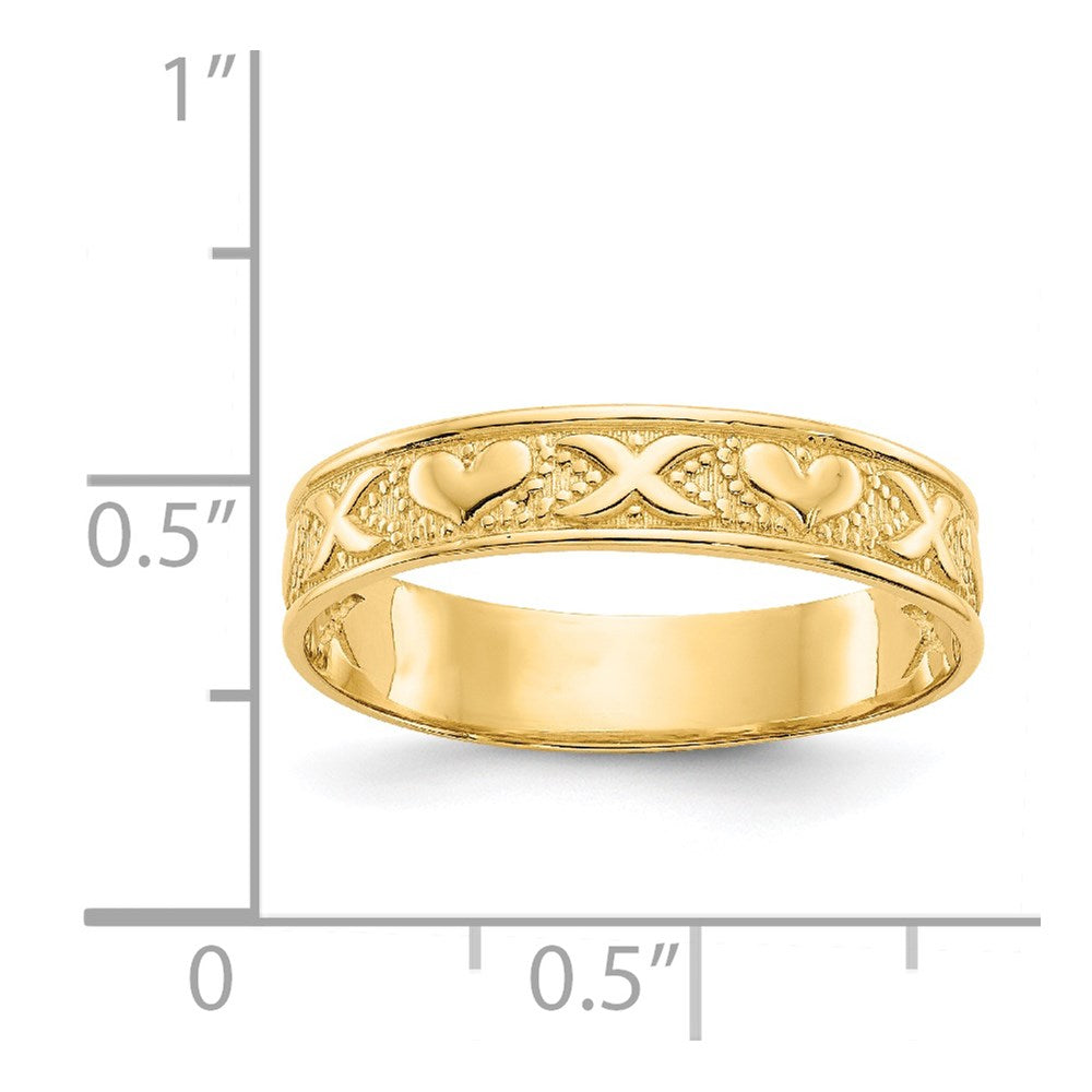 14K Polished X and Hearts Ring Size 8.75
