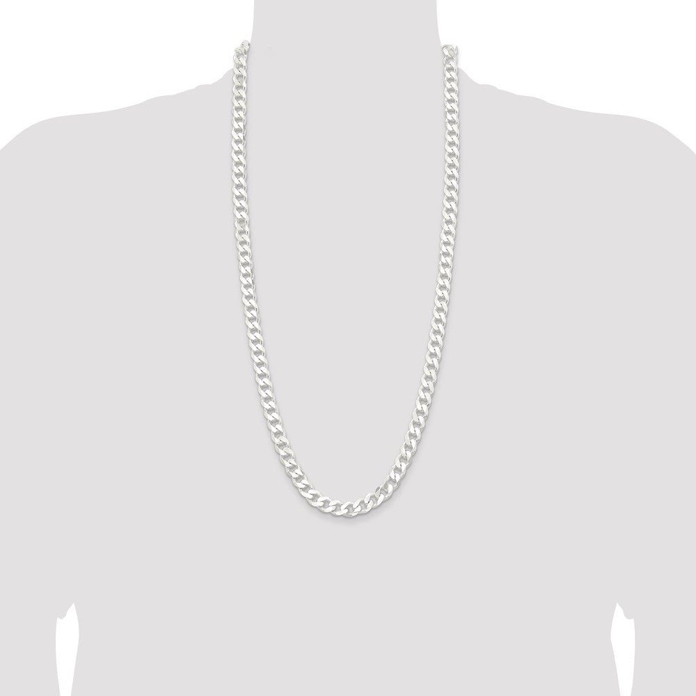 Sterling Silver 9.3mm Curb Chain 30 Inches