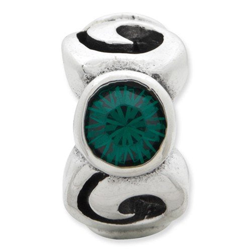 Sterling Silver Reflections May Green Preciosa Crystal Birthstone Bead