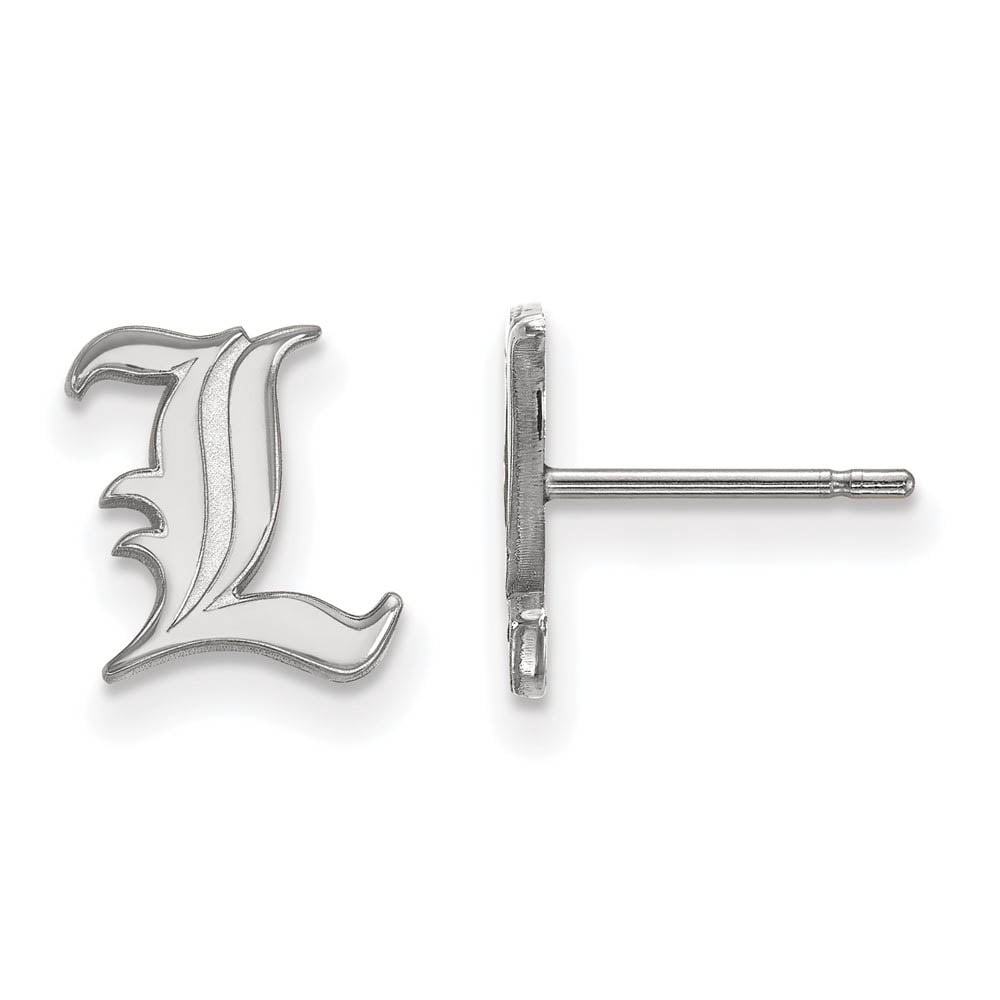 Sterling Silver Rhodium-plated LogoArt University of Louisville Letter L Extra Small Post Earrings QSS008UL