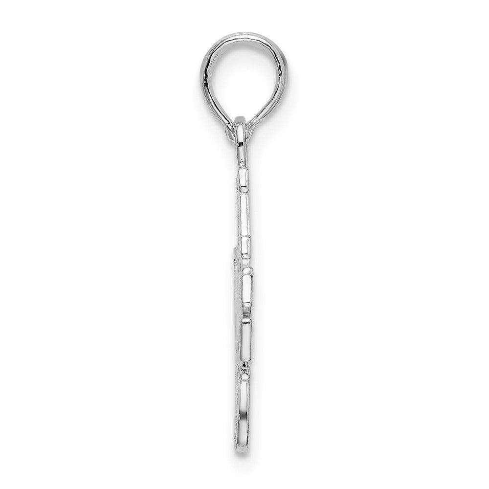 Sterling Silver Rhodium-plated Polished I LOVE YOU Pendant