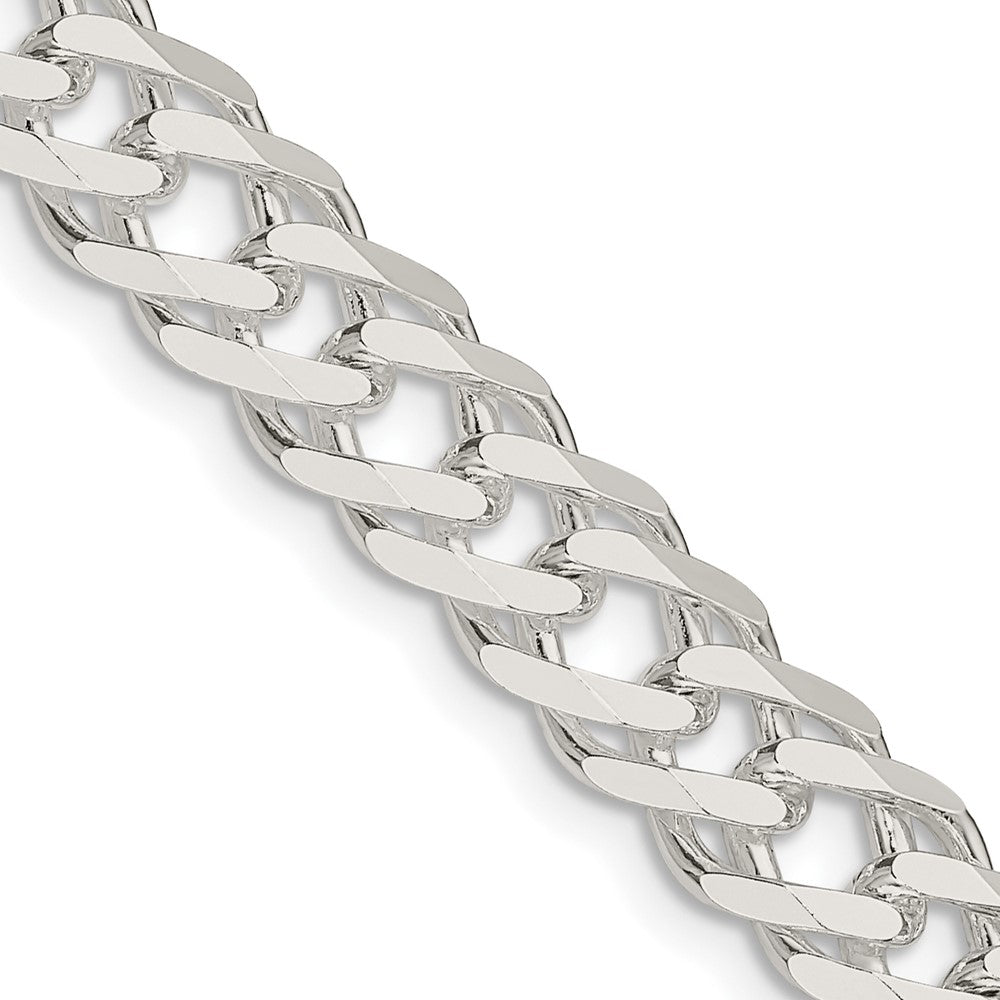 Sterling Silver 7.75mm 6 Side D/C Flat Double Curb Chain 24 Inches