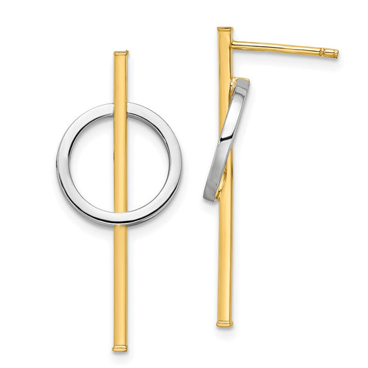 14K with Rhodium Post Dangle Earrings