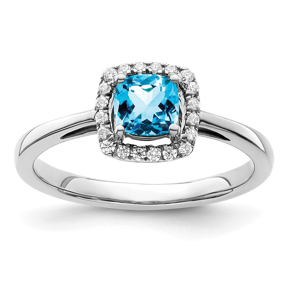 10kw ANT Blue Topaz and Diamond Ring