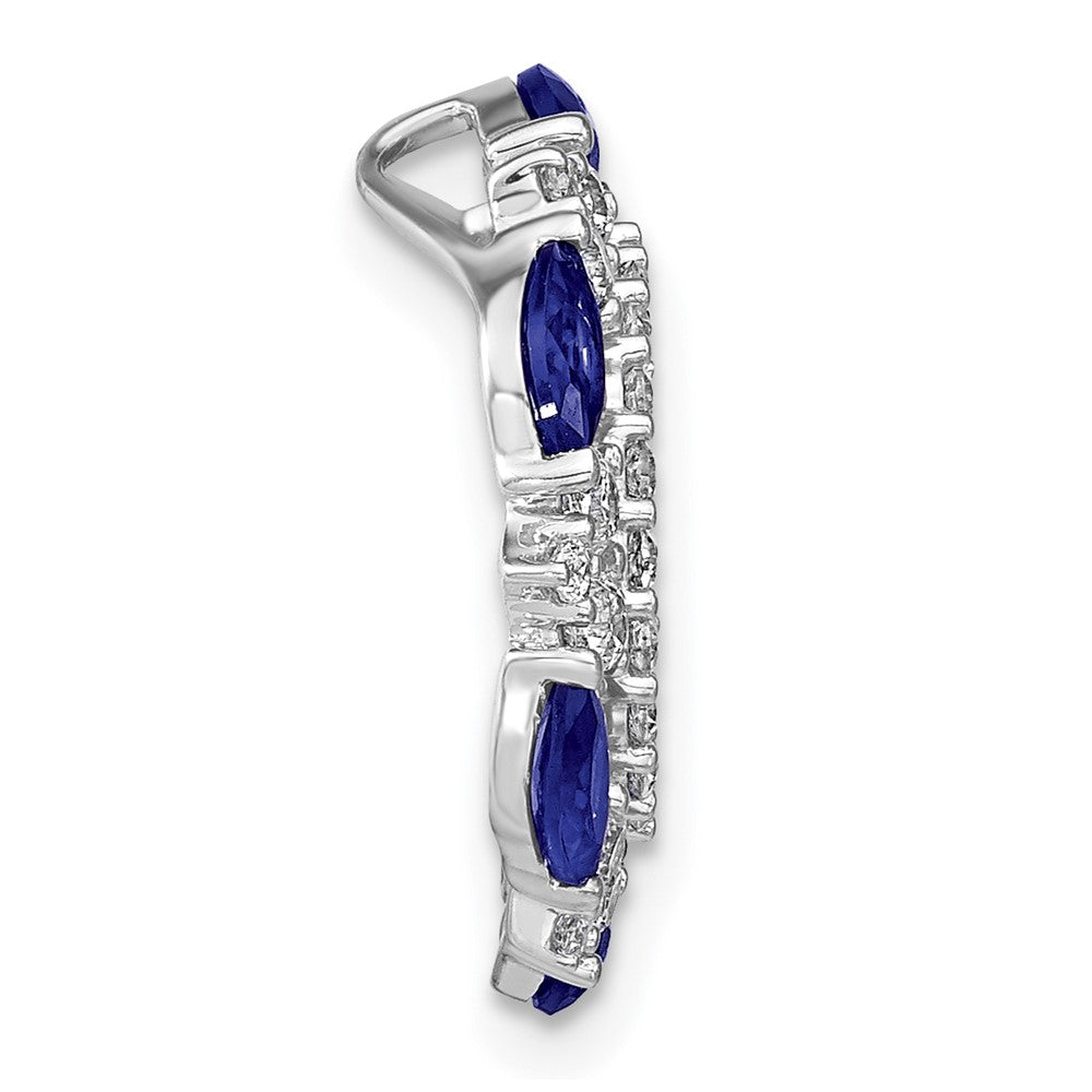14k 5/8 carat Lab Grown Diamond VS/SI+ G+ and Lab Created Pink and Blue Sapphire Chain Slide Pendant