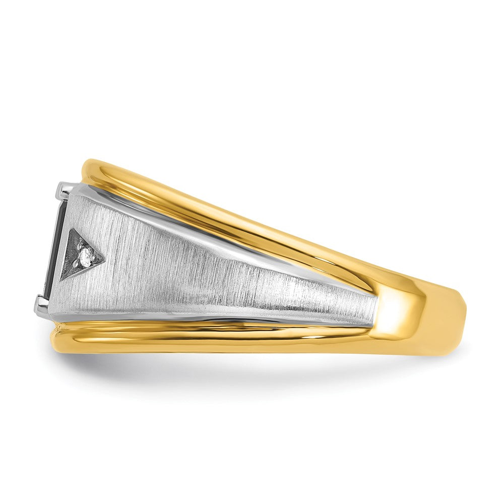 14k Two-tone IBGoodman Men's Satin Onyx and Diamond Complete Ring